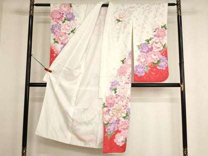 平和屋着物[]七五三　女の子　７歳　祝着　四つ身　刺繍　牡丹文　暈し染め　金糸　AABH2893ja