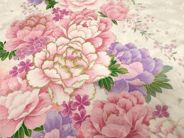 平和屋着物[]七五三　女の子　７歳　祝着　四つ身　刺繍　牡丹文　暈し染め　金糸　AABH2893ja