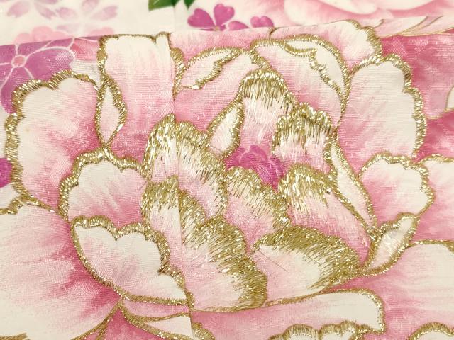 平和屋着物[]七五三　女の子　７歳　祝着　四つ身　刺繍　牡丹文　暈し染め　金糸　AABH2893ja
