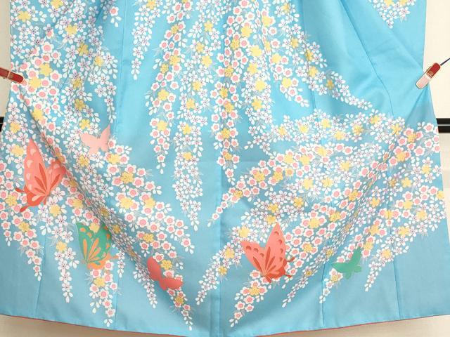 平和屋着物[]七五三 女の子 ７歳 祝着 四つ身 舞蝶枝垂れ桜文 金彩 AABH2896ja