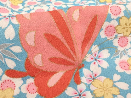 平和屋着物[]七五三 女の子 ７歳 祝着 四つ身 舞蝶枝垂れ桜文 金彩 AABH2896ja