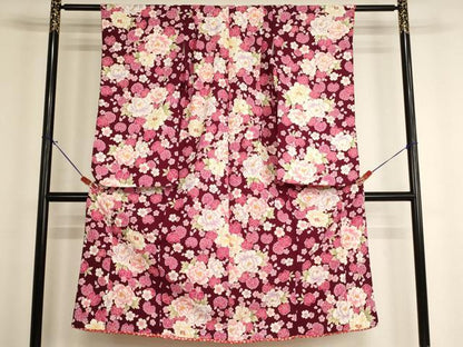 平和屋着物[]七五三　女の子　７歳　祝着　四つ身　花夢二　牡丹　桜　金彩　AABH2900ja