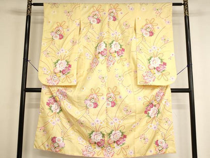 平和屋着物[]七五三　女の子　７歳　祝着　四つ身　飾花文　金彩　AABH2901ja