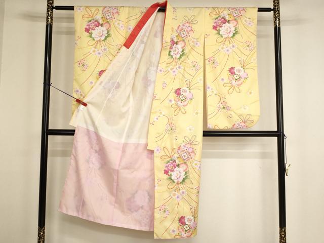 平和屋着物[]七五三　女の子　７歳　祝着　四つ身　飾花文　金彩　AABH2901ja