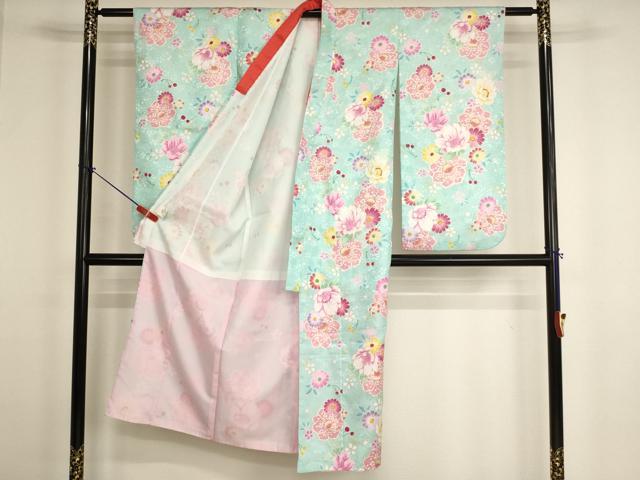 平和屋着物[]七五三　女の子　７歳　祝着　四つ身　舞花文　さくらんぼ　金彩　AABH2902ja
