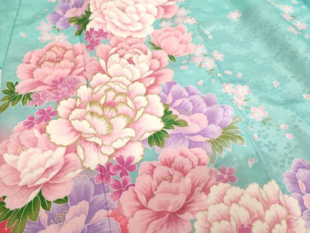 平和屋着物[]七五三　女の子　７歳　祝着　四つ身　刺繍　牡丹文　暈し染め　金彩　金糸　AABH2904ja