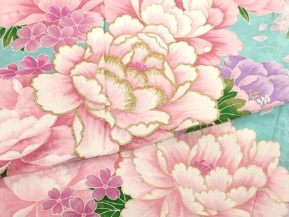 平和屋着物[]七五三　女の子　７歳　祝着　四つ身　刺繍　牡丹文　暈し染め　金彩　金糸　AABH2904ja