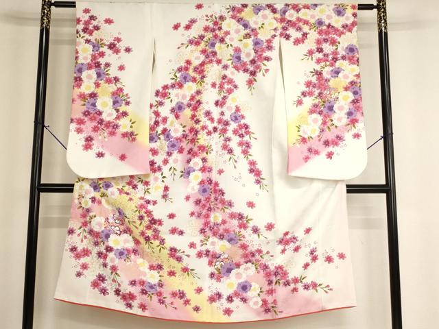 平和屋着物[]七五三　女の子　７歳　祝着　四つ身　花手毬文　暈し染め　金彩　AABH2907ja