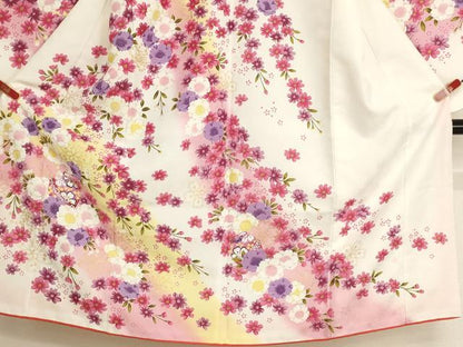 平和屋着物[]七五三　女の子　７歳　祝着　四つ身　花手毬文　暈し染め　金彩　AABH2907ja