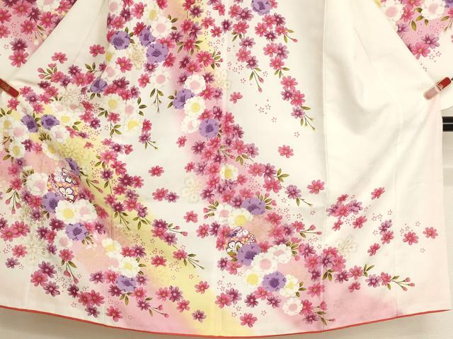 平和屋着物[]七五三　女の子　７歳　祝着　四つ身　花手毬文　暈し染め　金彩　AABH2907ja