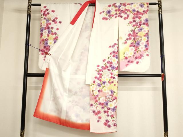 平和屋着物[]七五三　女の子　７歳　祝着　四つ身　花手毬文　暈し染め　金彩　AABH2907ja