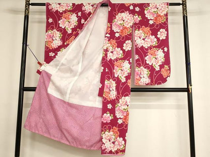 平和屋着物[]七五三　女の子　７歳　祝着　四つ身　花丸文　JAPAN STYLE　鬼しぼ縮緬　洗える着物　AABH2908ja