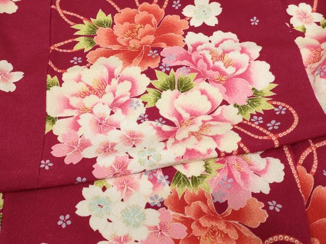 平和屋着物[]七五三　女の子　７歳　祝着　四つ身　花丸文　JAPAN STYLE　鬼しぼ縮緬　洗える着物　AABH2908ja