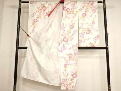 平和屋着物[]七五三　女の子　７歳　祝着　四つ身　舞桜文　金彩　未使用　AABH2909ja