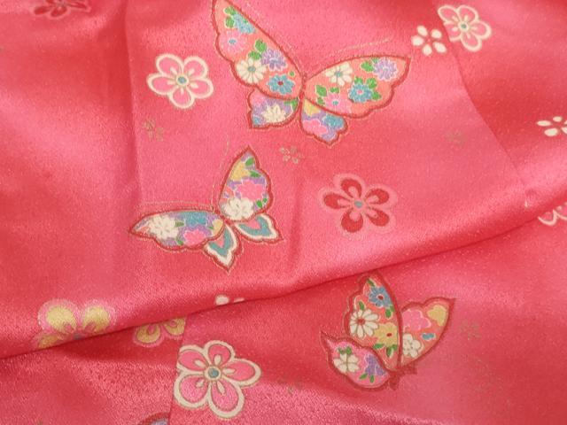 平和屋着物[]七五三　女の子　３歳　三つ身　祝着・被布セット　花蝶文　梅　暈し染め　金彩　AABH2910ja