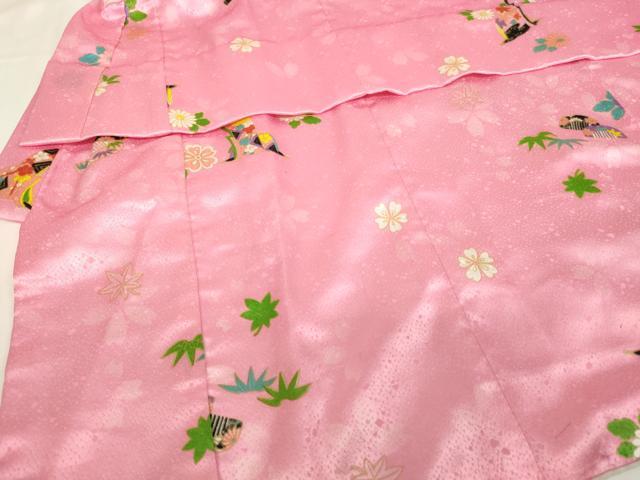 平和屋着物[]七五三　女の子　３歳　三つ身　祝着・被布セット　誰が袖花文　櫛　金彩　AABH2911ja