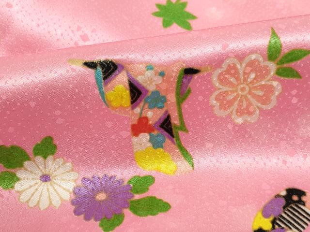 平和屋着物[]七五三　女の子　３歳　三つ身　祝着・被布セット　誰が袖花文　櫛　金彩　AABH2911ja