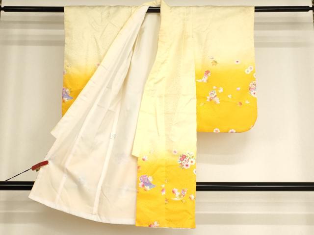 平和屋着物[]七五三　女の子　３歳　祝着　三つ身　被布セット　誰が袖雪輪花文　暈し染め　AABH2913ja