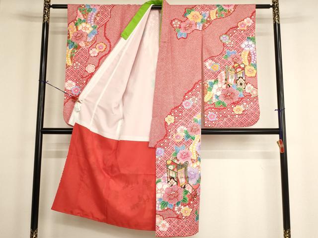 平和屋着物[]七五三　女の子　７歳　祝着　四つ身　御所車花文　金彩　AABH2915ja