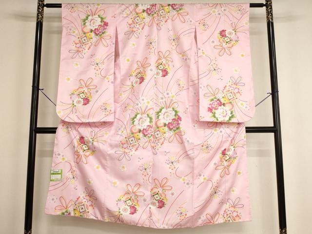 平和屋着物[]七五三　女の子　７歳　祝着　四つ身　薬玉文　金彩　未使用　AABH2920ja