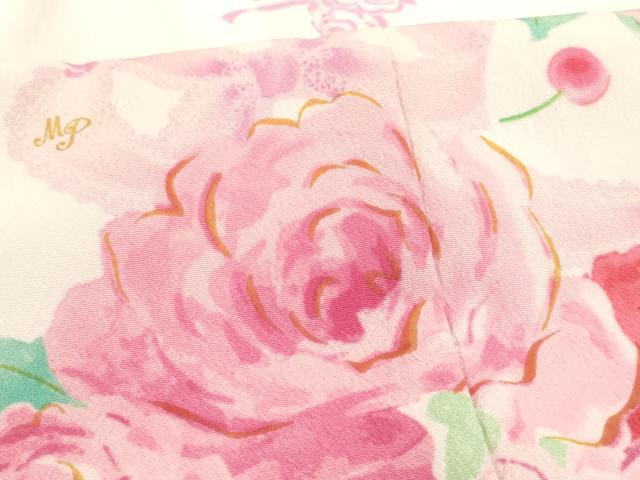 平和屋着物[]七五三　女の子　７歳　祝着　四つ身　mezzo piano　薔薇　リボン　暈し染め　金彩　洗える着物　AABH2924ja