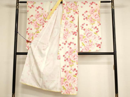 平和屋着物[]七五三　女の子　７歳　祝着　四つ身　pom ponette　花丸文　犬　洗える着物　未使用　AABH2926ja