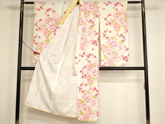 平和屋着物[]七五三　女の子　７歳　祝着　四つ身　pom ponette　花丸文　犬　洗える着物　未使用　AABH2926ja