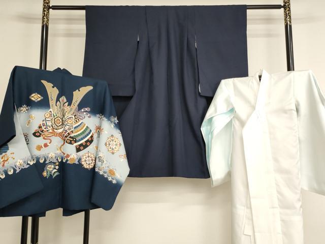 平和屋着物[]七五三　男の子　5歳　祝着・羽織・長襦袢（袷）セット　兜　金銀彩　AABH2928ja