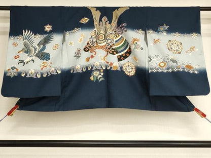 平和屋着物[]七五三　男の子　5歳　祝着・羽織・長襦袢（袷）セット　兜　金銀彩　AABH2928ja
