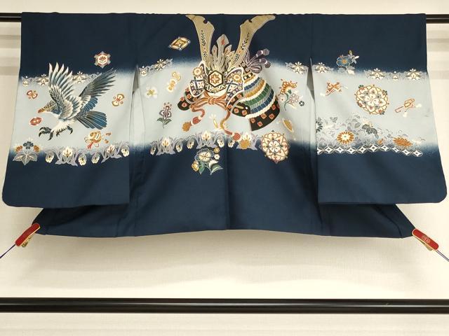 平和屋着物[]七五三　男の子　5歳　祝着・羽織・長襦袢（袷）セット　兜　金銀彩　AABH2928ja
