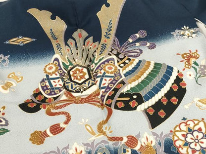平和屋着物[]七五三　男の子　5歳　祝着・羽織・長襦袢（袷）セット　兜　金銀彩　AABH2928ja