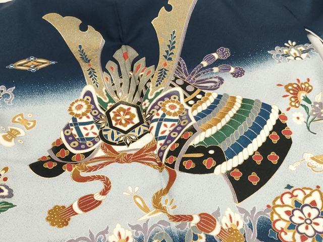 平和屋着物[]七五三　男の子　5歳　祝着・羽織・長襦袢（袷）セット　兜　金銀彩　AABH2928ja