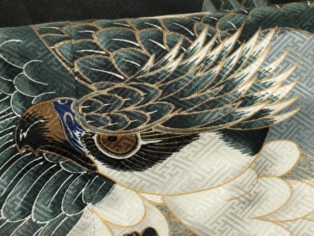 平和屋着物[]七五三　男の子　5歳　羽織　鷹　地紙風景文　暈し染め　黒地　金彩　AABH2932ja