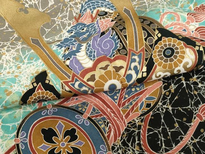 平和屋着物[]七五三　男の子　5歳　羽織　兜　鼓　暈し染め　金彩　AABH2933ja