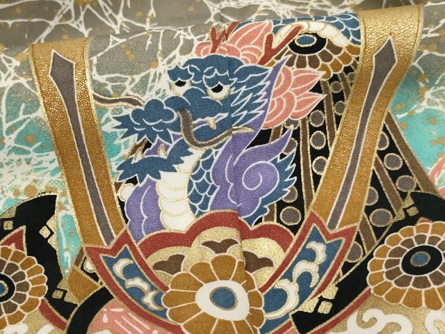 平和屋着物[]七五三　男の子　5歳　羽織　兜　鼓　暈し染め　金彩　AABH2933ja