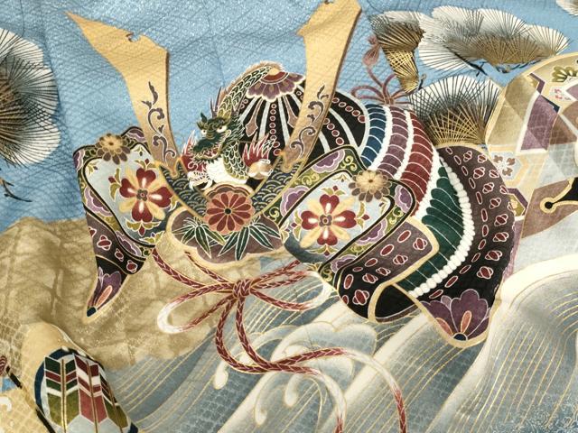 平和屋着物[]七五三　男の子　5歳　祝着・羽織セット　兜　立浪松文　暈し染め　金彩　AABH2937ja