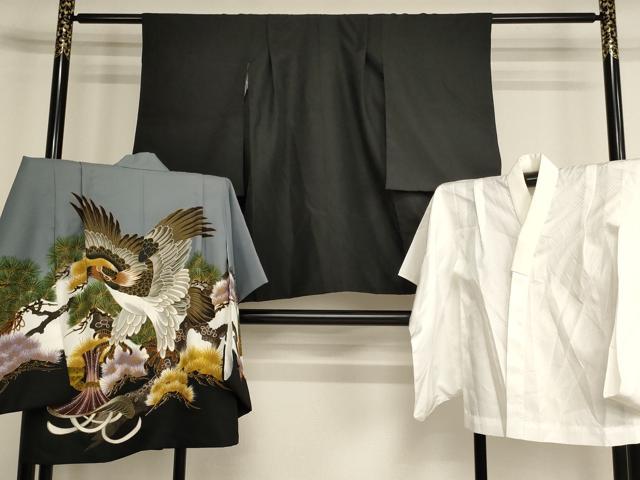 平和屋着物[]七五三　男の子　5歳　祝着・羽織・長襦袢（単衣）セット　兜　松　AABH2942ja