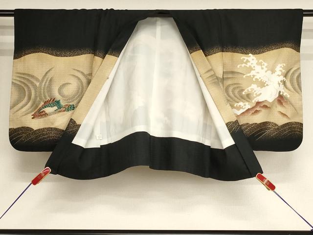 平和屋着物[]七五三　男の子　5歳　祝着・羽織セット　立浪龍文　金彩　AABH2943ja