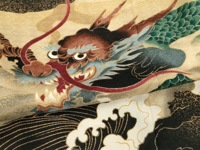 平和屋着物[]七五三　男の子　5歳　祝着・羽織セット　立浪龍文　金彩　AABH2943ja
