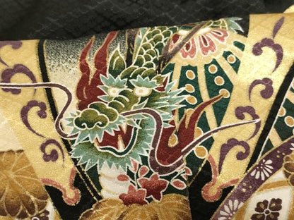 平和屋着物[]七五三　男の子　5歳　祝着・羽織セット　吉祥兜文　黒地　暈し染め　金彩　AABH2944ja