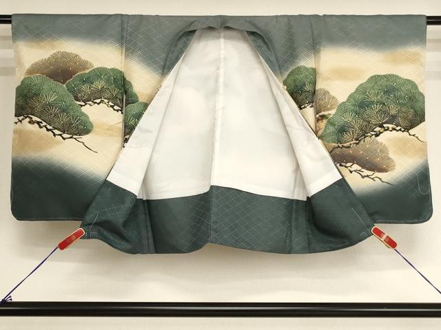 平和屋着物[]七五三　男の子　５歳　祝着・羽織セット　鷹　松　暈し染め　金彩　未使用　AABH2946ja