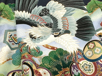 平和屋着物[]七五三　男の子　5歳　祝着・羽織セット　鷹　吉祥松文　暈し染め　金彩　AABH2948ja