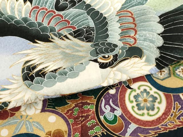 平和屋着物[]七五三　男の子　5歳　祝着・羽織セット　鷹　吉祥松文　暈し染め　金彩　AABH2948ja