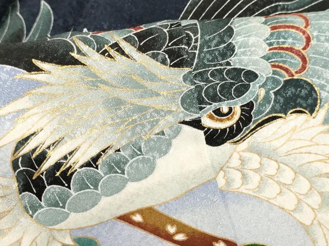 平和屋着物[]七五三　男の子　5歳　祝着・羽織セット　鷹　吉祥松文　暈し染め　金彩　AABH2948ja