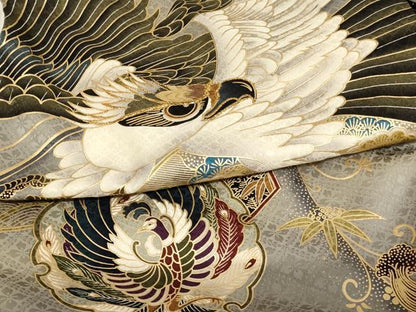 平和屋着物[]お宮参り　男の子　祝着　産着　初着　のしめ　刺繍　吉祥鷹文　金糸　金彩　AABH2950ja