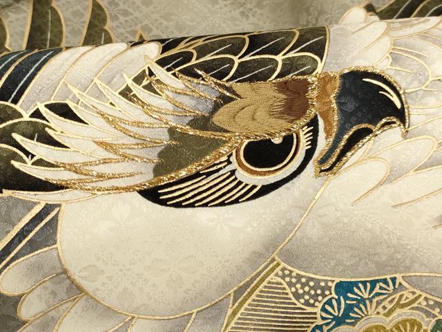 平和屋着物[]お宮参り　男の子　祝着　産着　初着　のしめ　刺繍　吉祥鷹文　金糸　金彩　AABH2950ja