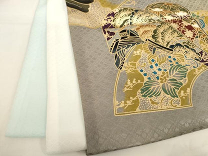 平和屋着物[]お宮参り　男の子　祝着　産着　初着　のしめ　刺繍　吉祥鷹文　金糸　金彩　AABH2950ja