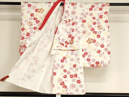 平和屋着物[]七五三　女の子　３歳　祝着　三つ身　被布セット　舞桜文　金彩　AABH2952ja