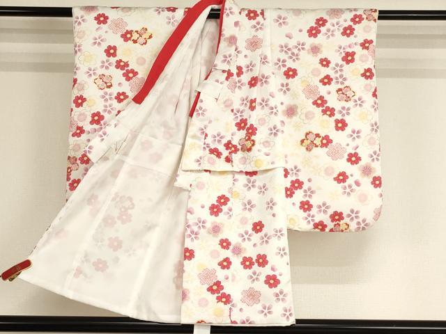平和屋着物[]七五三　女の子　３歳　祝着　三つ身　被布セット　舞桜文　金彩　AABH2952ja