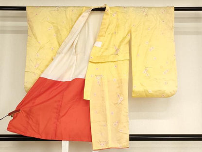 平和屋着物[]七五三　女の子　３歳　祝着　三つ身　長襦袢（単衣）・被布セット　束ね熨斗文　暈し染め　金彩　AABH2955ja